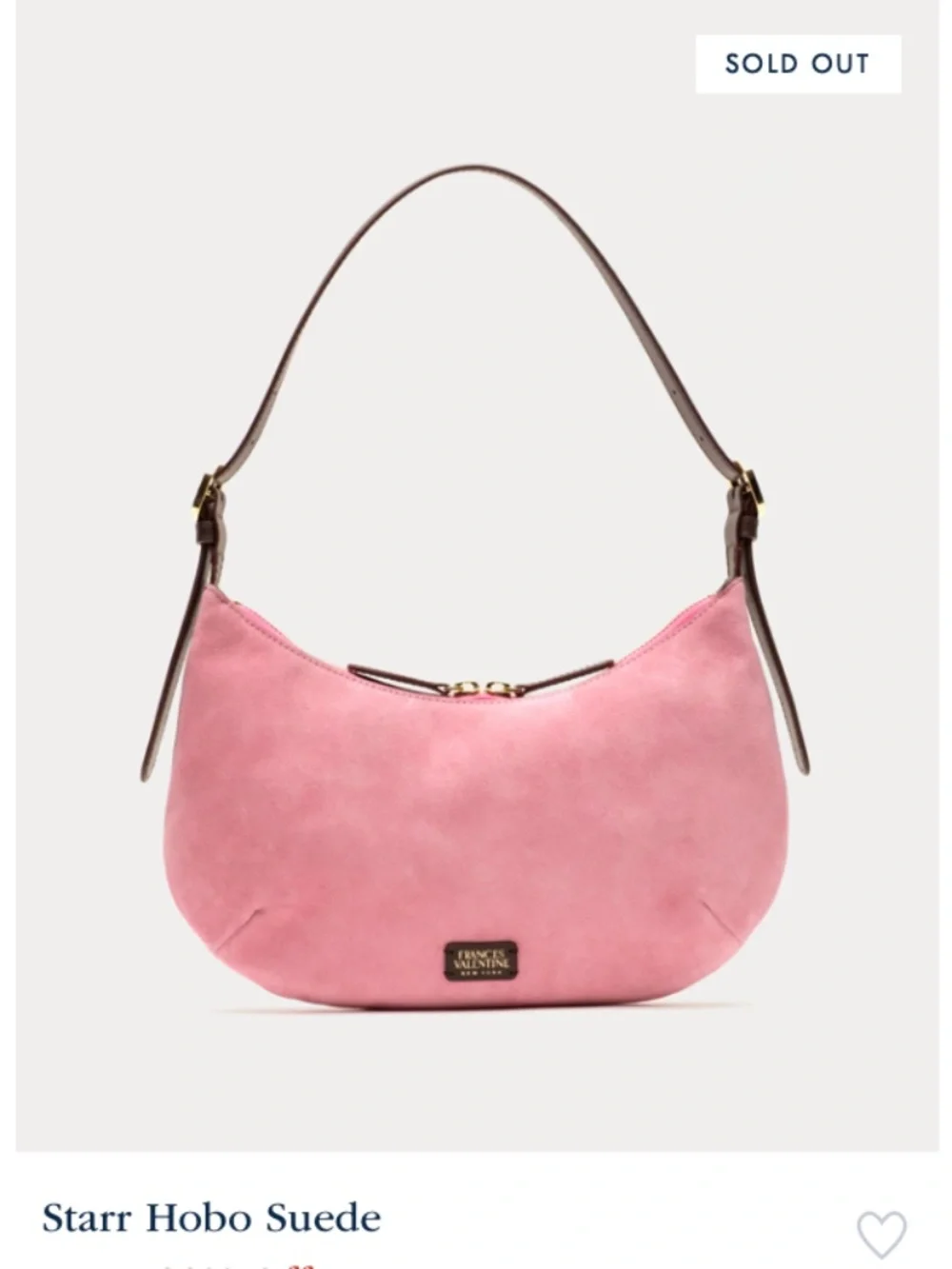 NWT Frances Valentine Starr Hobo Suede Bag in Pink